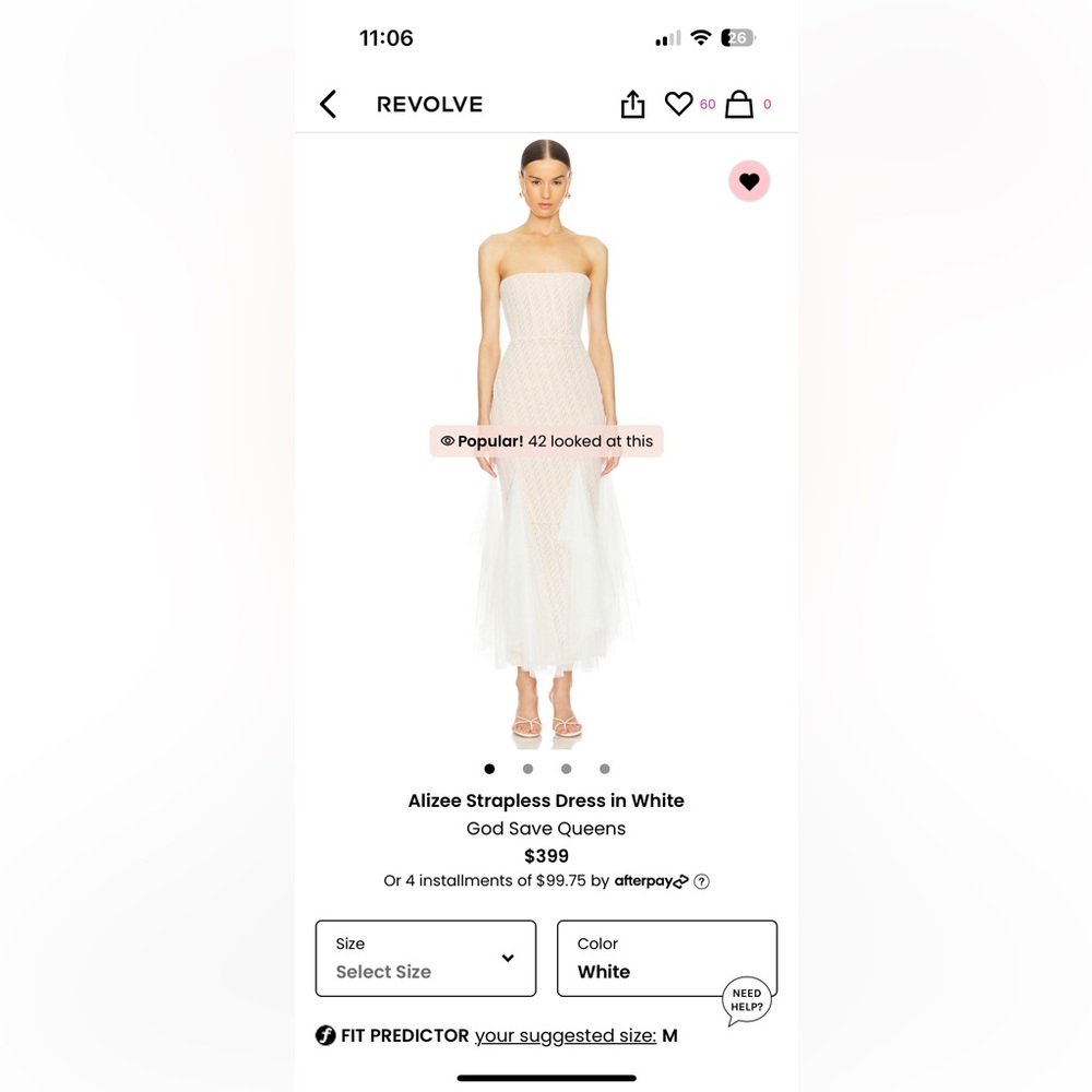Alizee Strapless Dress in white. God Save Queens